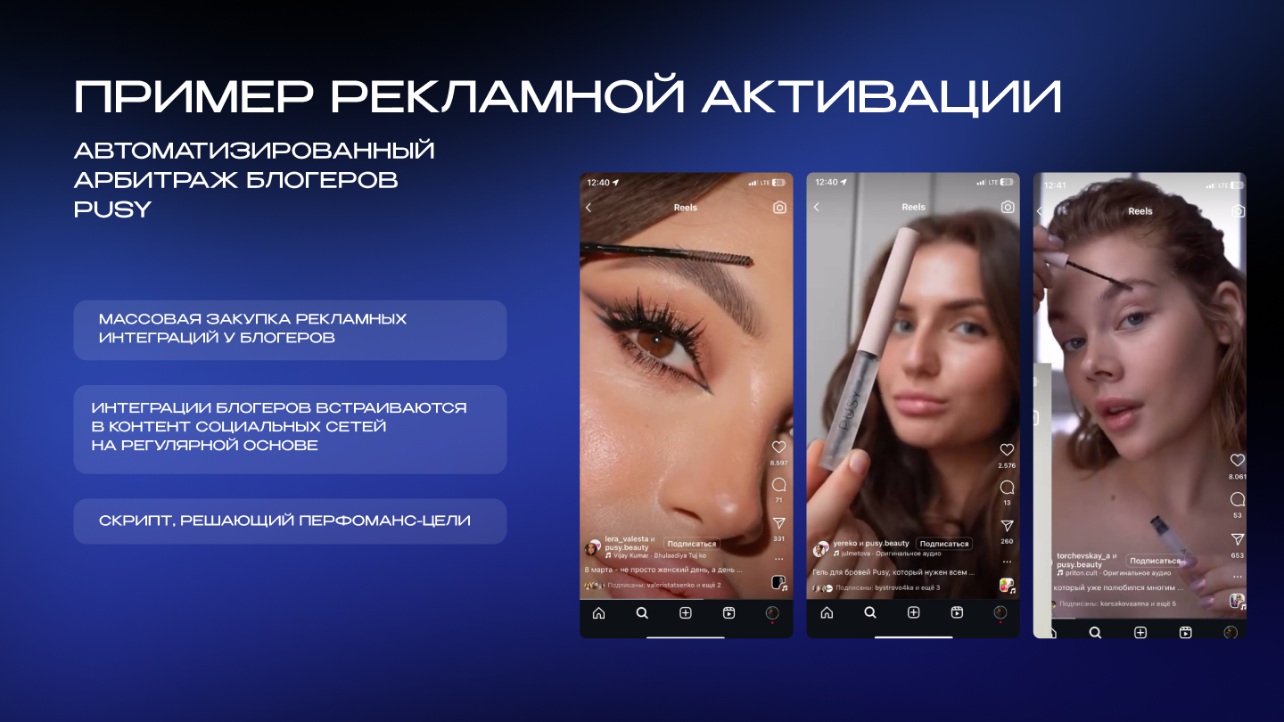 Рекламные интеграции бренда PUSY