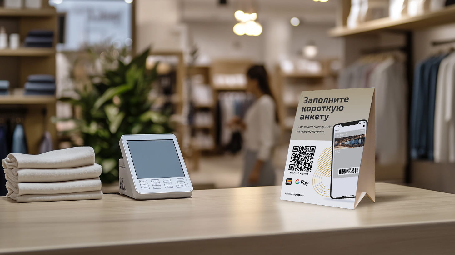 Тейбл-тент на кассе магазина
