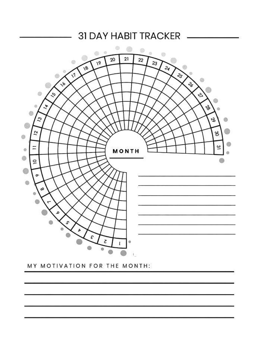 Пример трекера привычек в бумажном формате c Pinterest