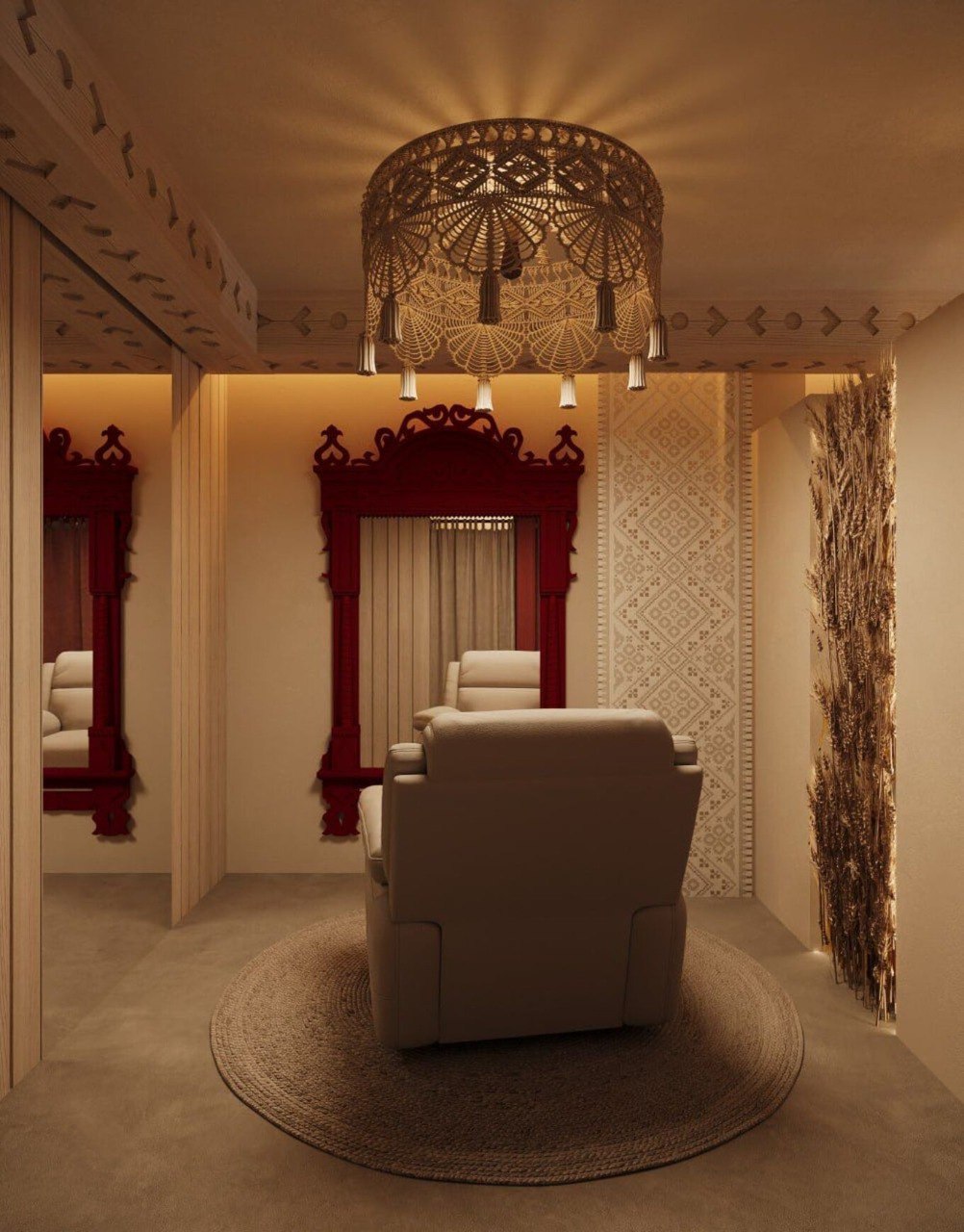 Самобытный интерьер с современной русской эстетикой