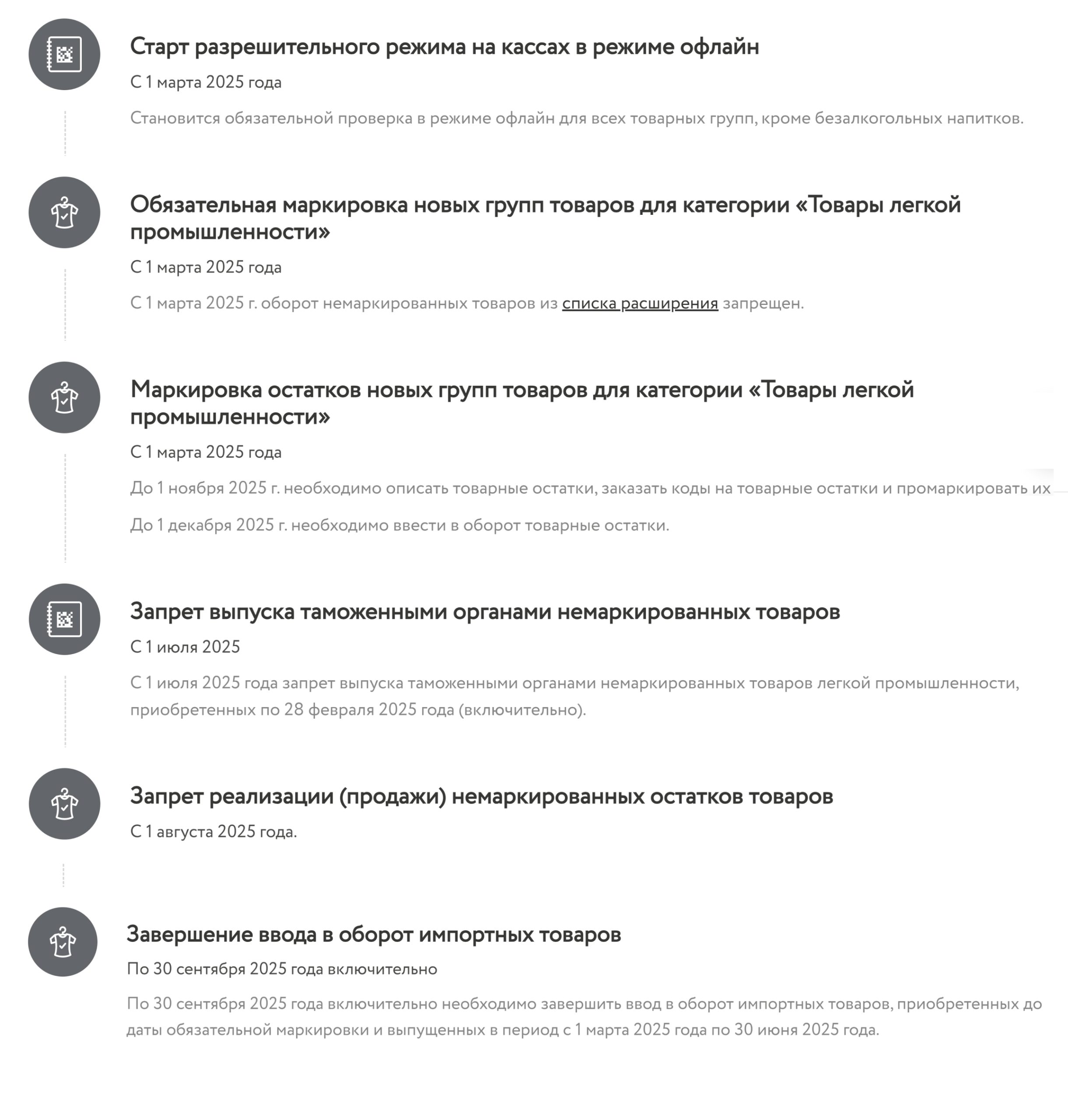 Сроки обязательной маркировки товаров легкой промышленности третьей волны