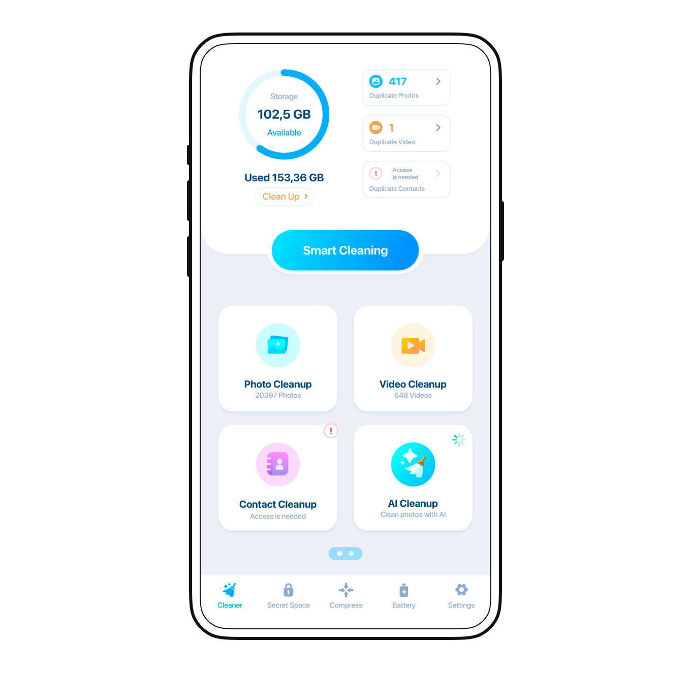 Приложение «Клинер» для удаления кэша