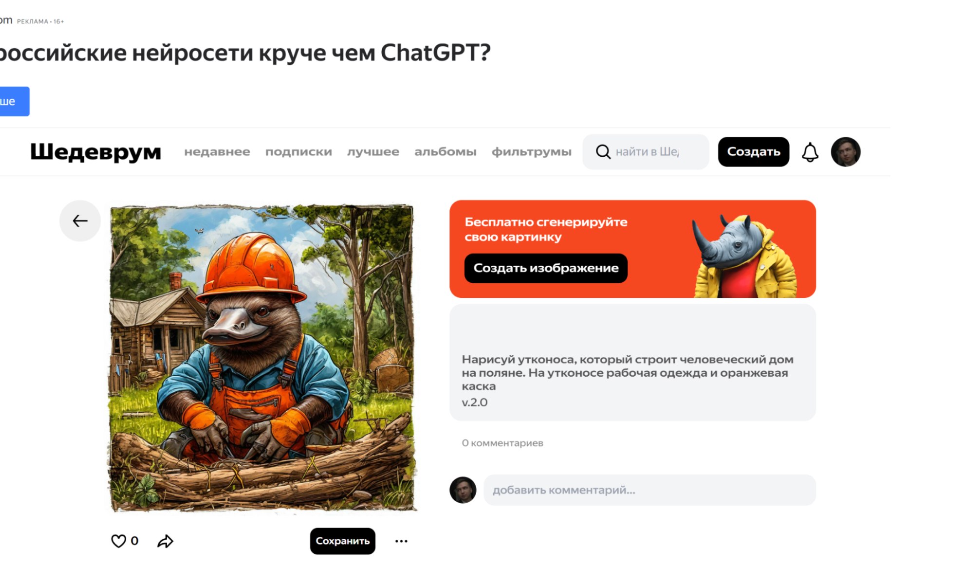 Генерация картинки в Шедевруме