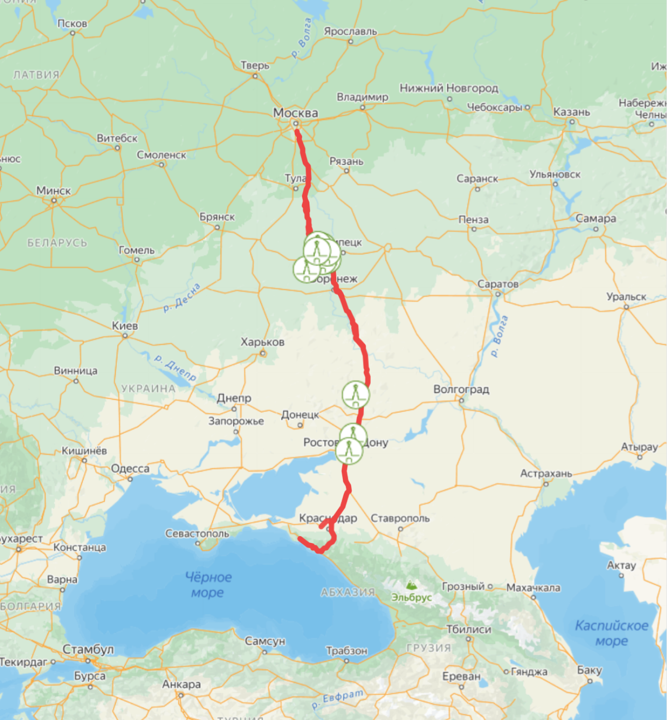 Трасса М4 «Дон» на карте