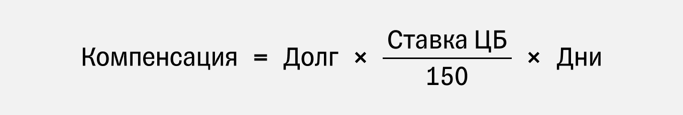 Формула расчета компенсации за задержку зарплаты