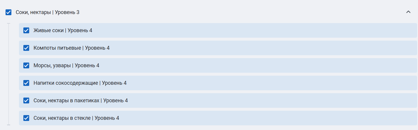 Настройки категорий товаров для сегмента в кабинете Dialog.X5