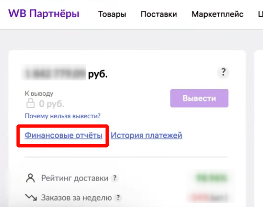 Расположение финансового отчета