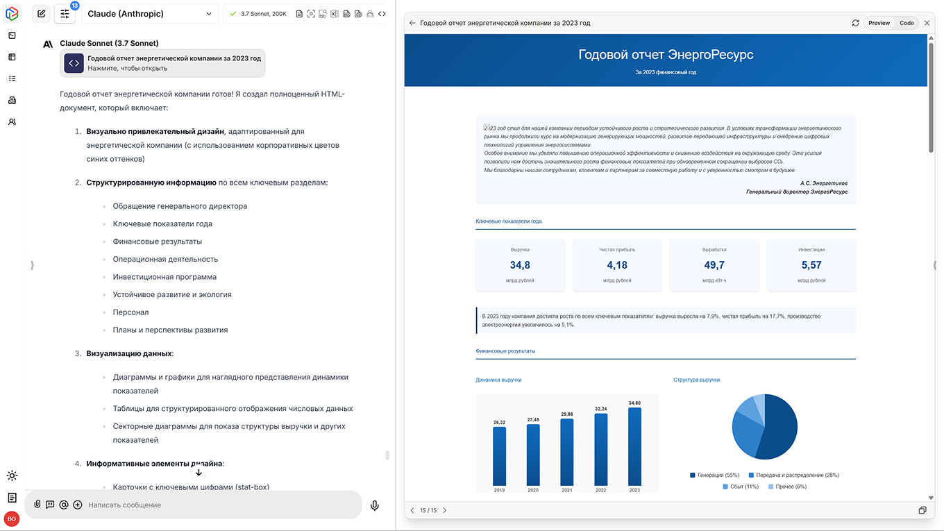 Интерактивный годовой отчет от Claude Sonnet, слайд №1