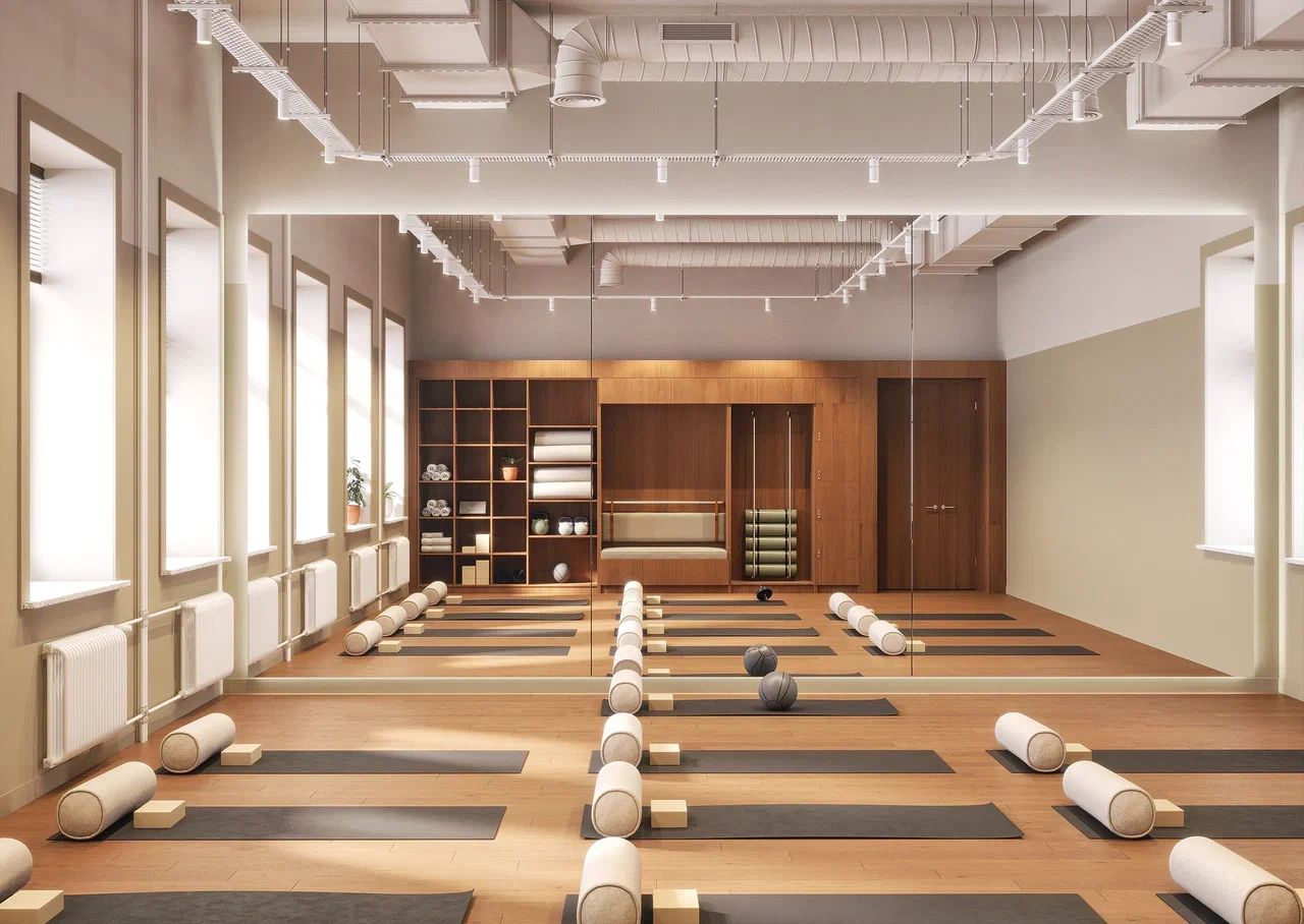 Йога-зал для резидентов сервисного офиса Практик Санкт-Петербург