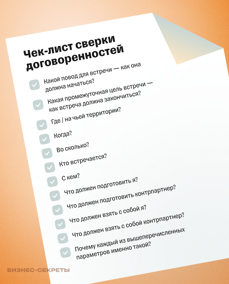 Чек-лист сверки договоренностей