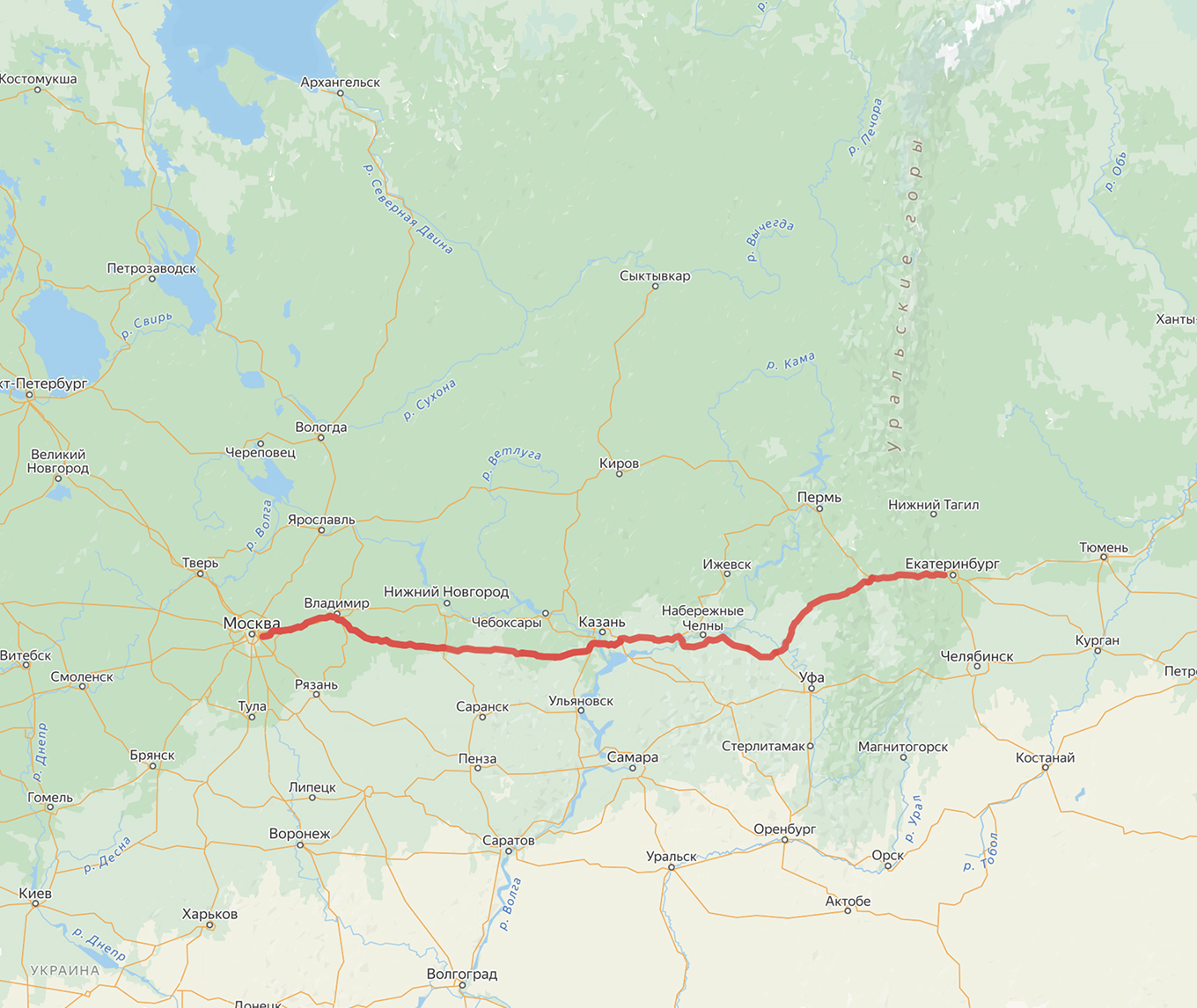Трасса М12 «Восток» на карте