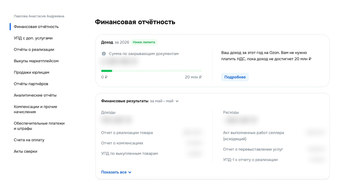 Финансовая отчетность на Ozon