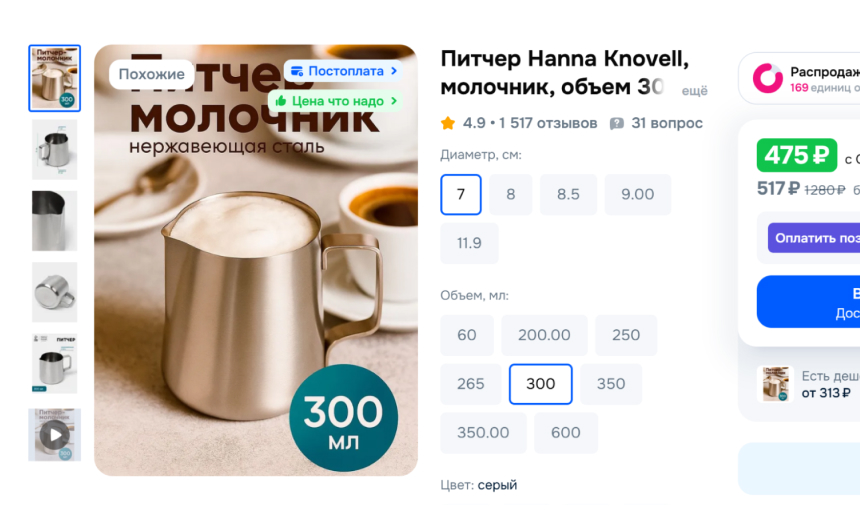 Пример питчера для кофейни