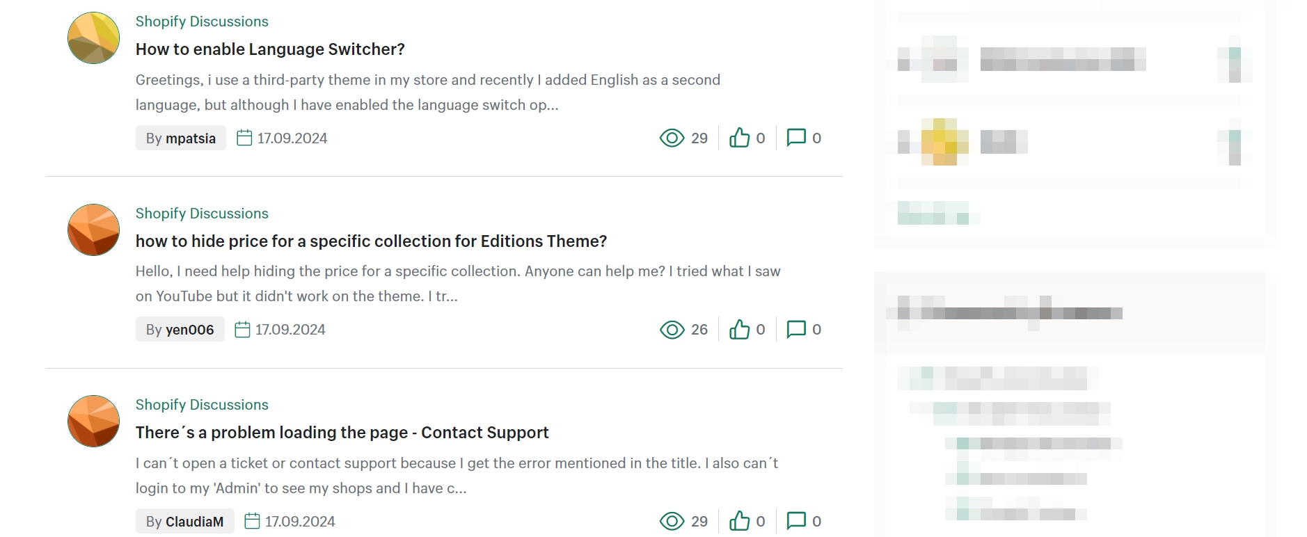 Shopify сделал специальный раздел на сайте, чтобы пользователи могли помогать друг другу
