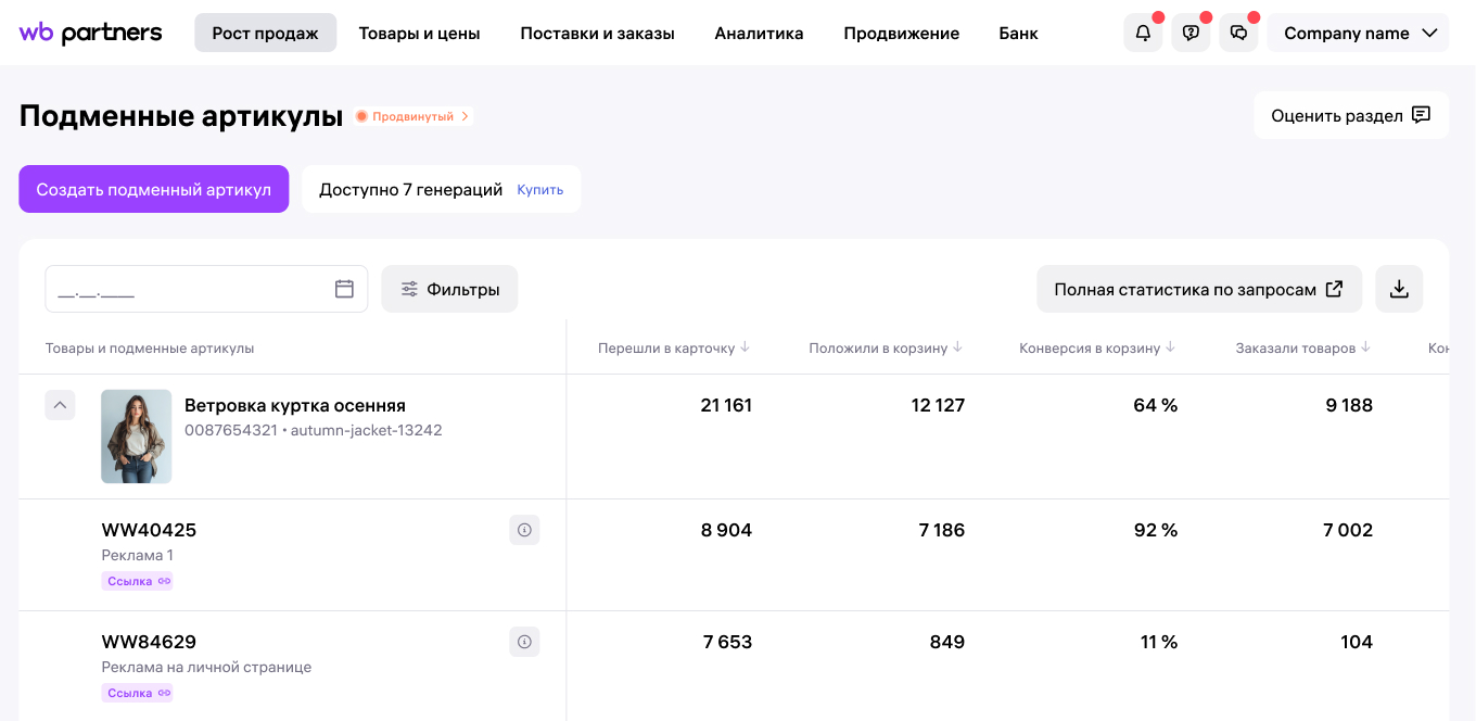 Вайлдберриз, подменные артикулы