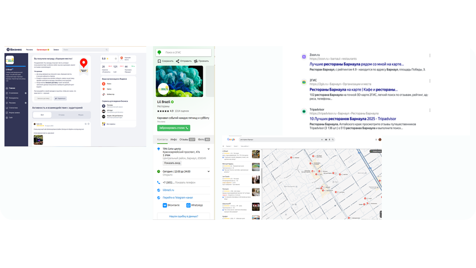 Бар в агрегаторах и Яндекс.Бизнесе