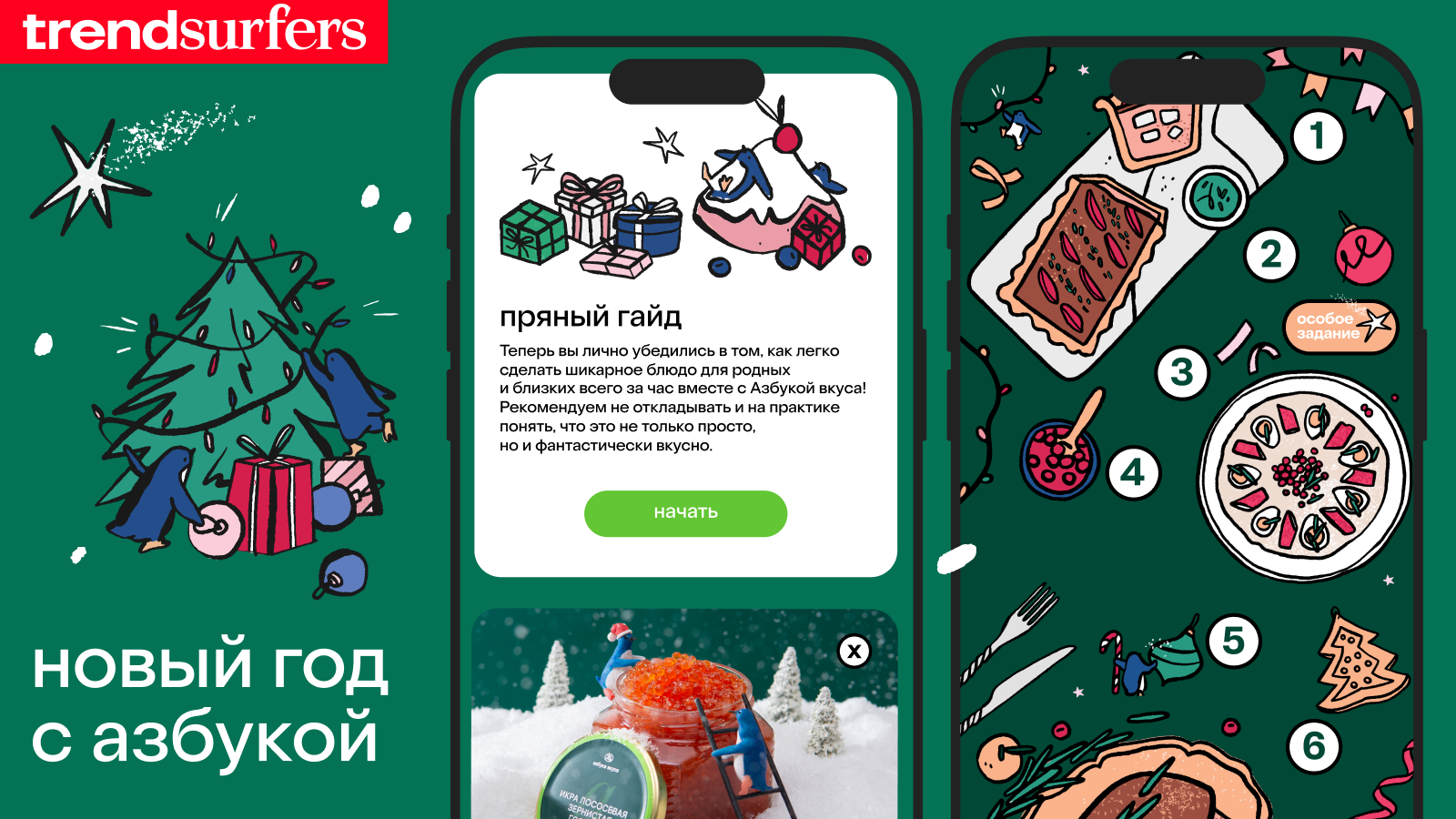 Иллюстрация новогоднего спецпроекта для «Азбуки Вкуса»