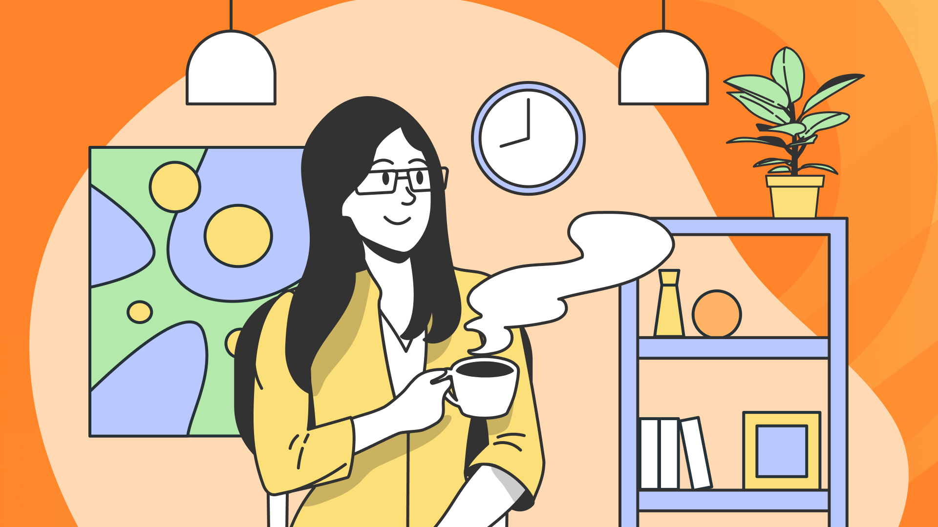 Довольная сотрудница в офисе