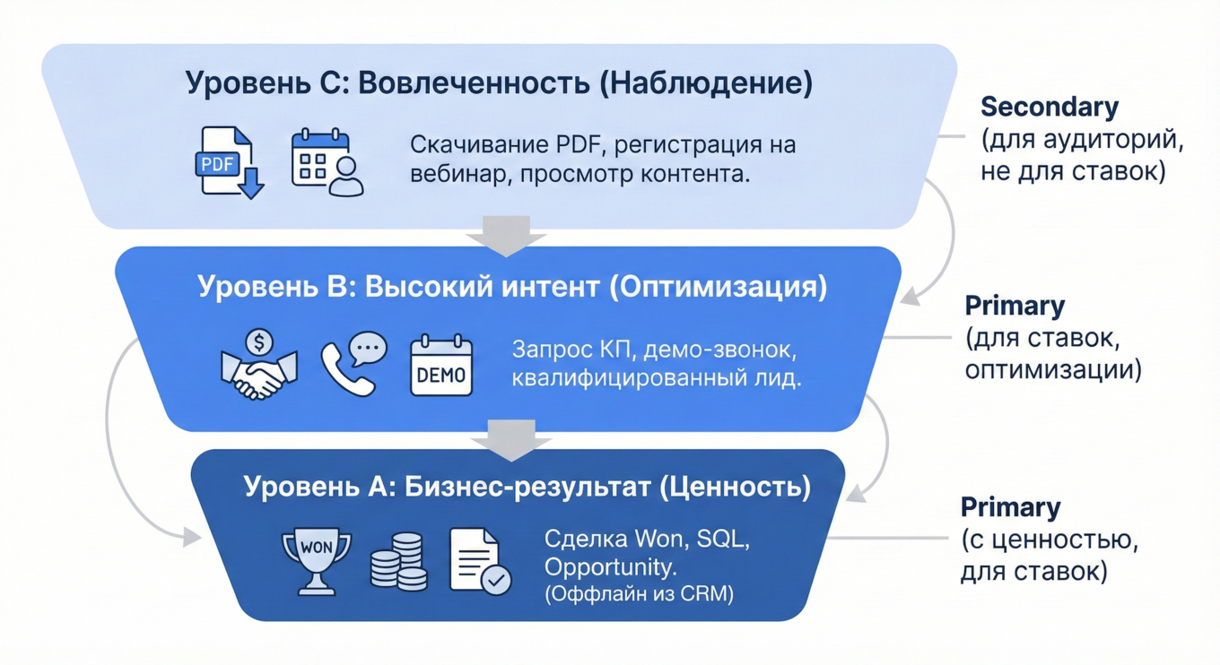 Уровни конверсий A, B, C