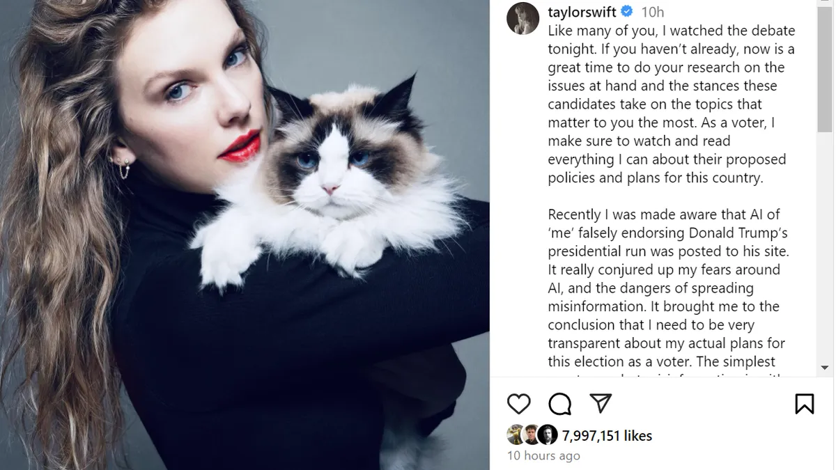 Тейлор Свифт опровергла дипфейк-видео, созданное с помощью AI, напомнив о рисках фейкового контента в эпоху нейросетей