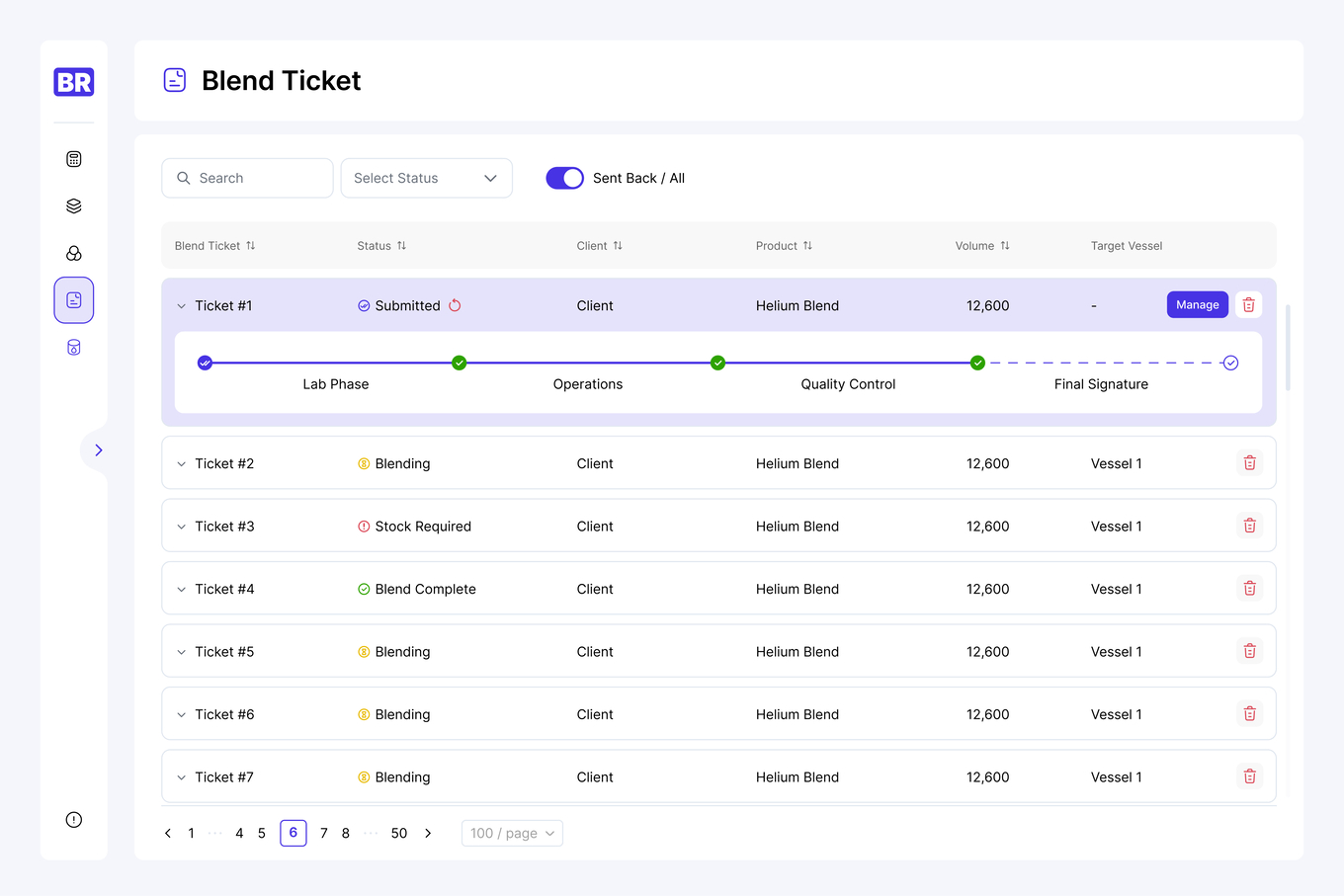 Статус заказа внутри CRM