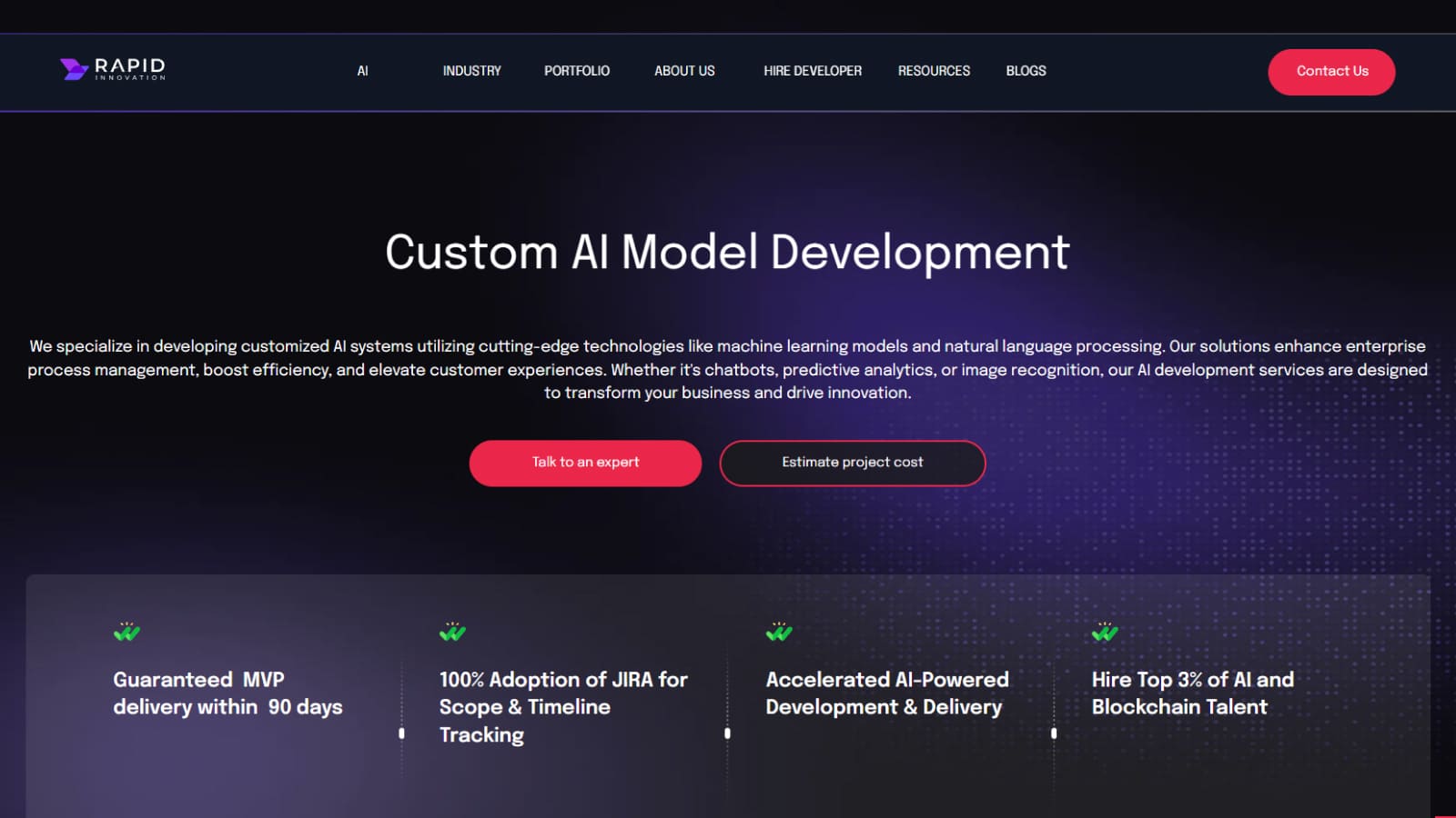 Сайт сервиса Rapid Innovation