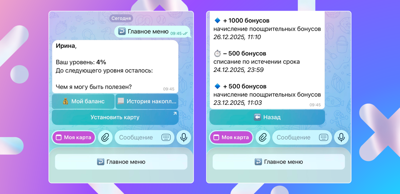История бонусных начислений