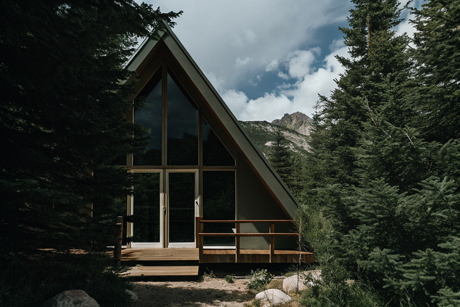 Треугольный домик в горах