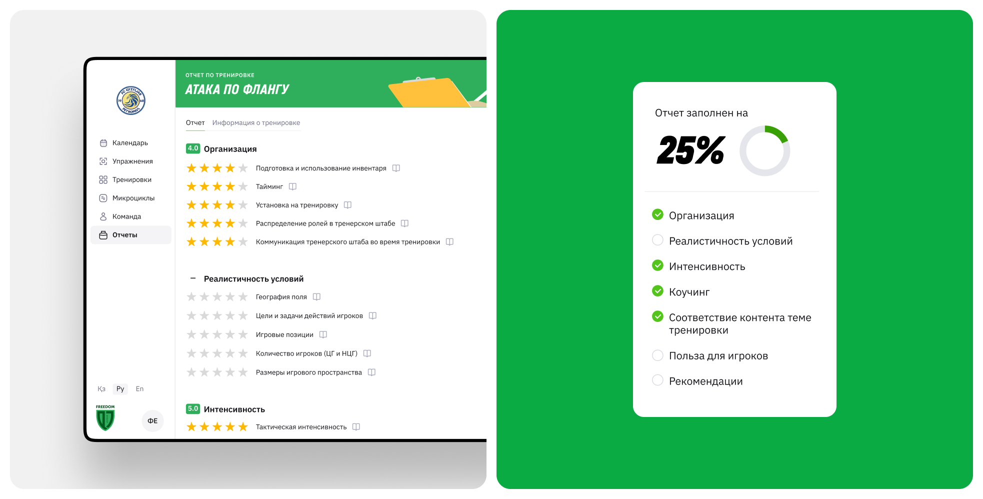 Отчёты на платформе Freedom Football Manager