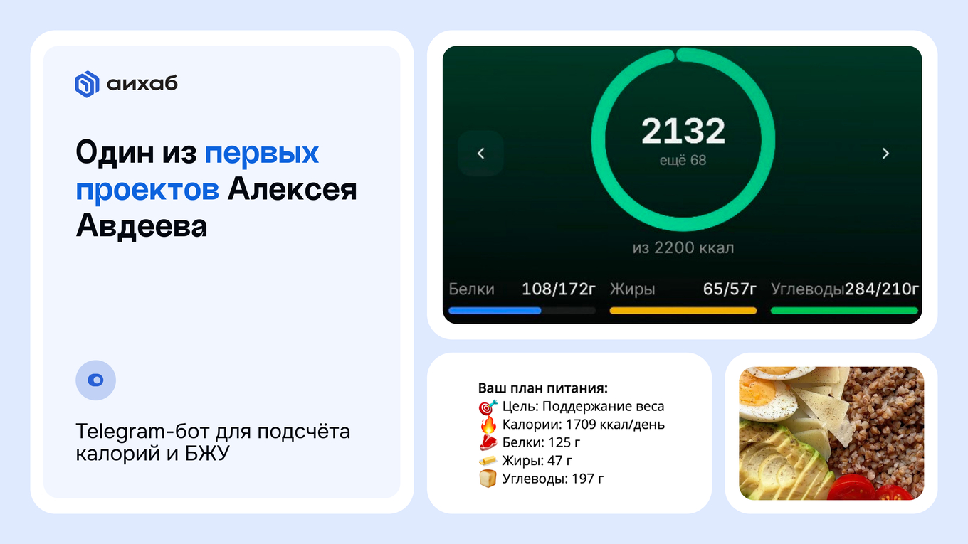 Бот для подсчёта калорий и БЖУ, собранный с помощью нейросети