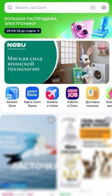 Баннер бренда NOBU на главной странице Ozon