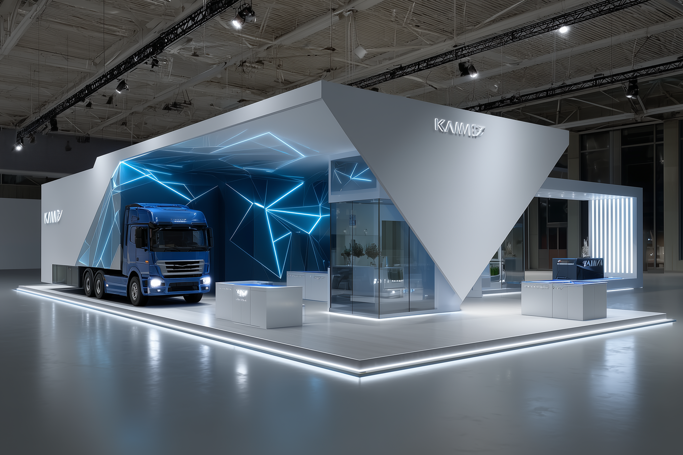КАМАЗ стоит в выставочном зале