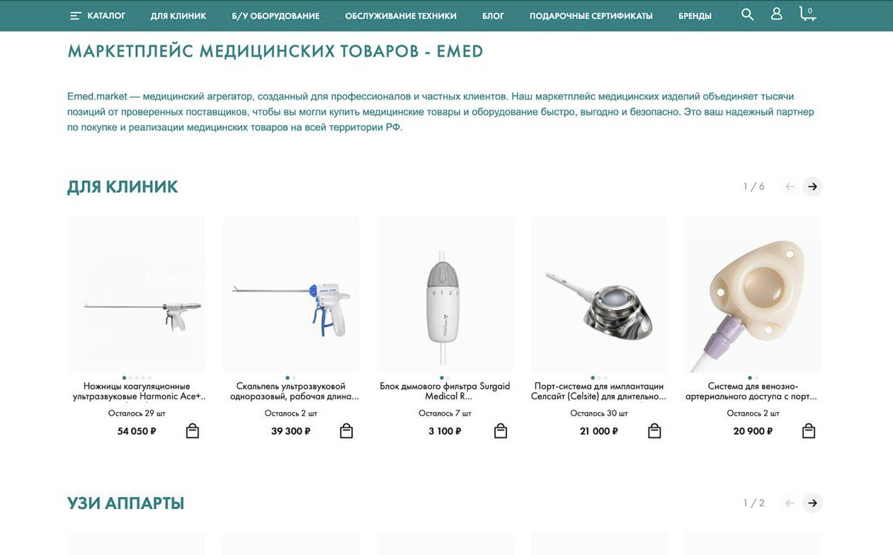 Медицинское оборудование, Emed.market