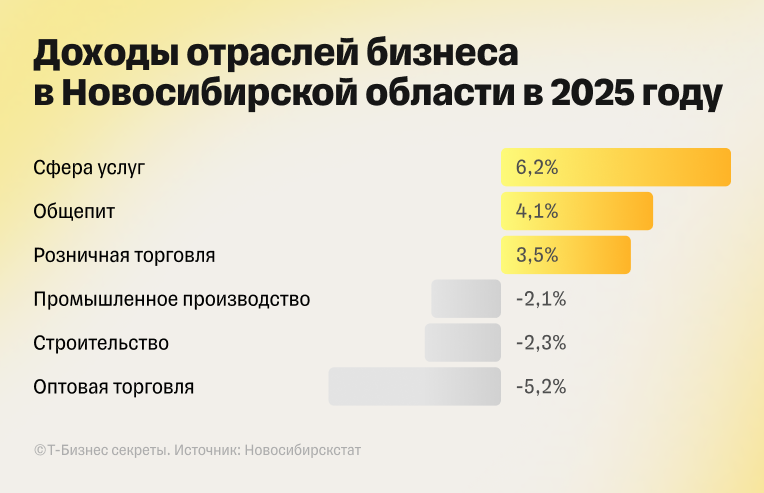 Доходы отраслей бизнеса в Новосибирской области
