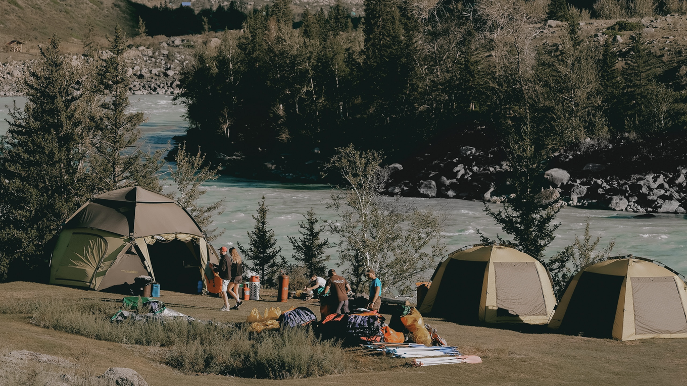 Установка банных палаток