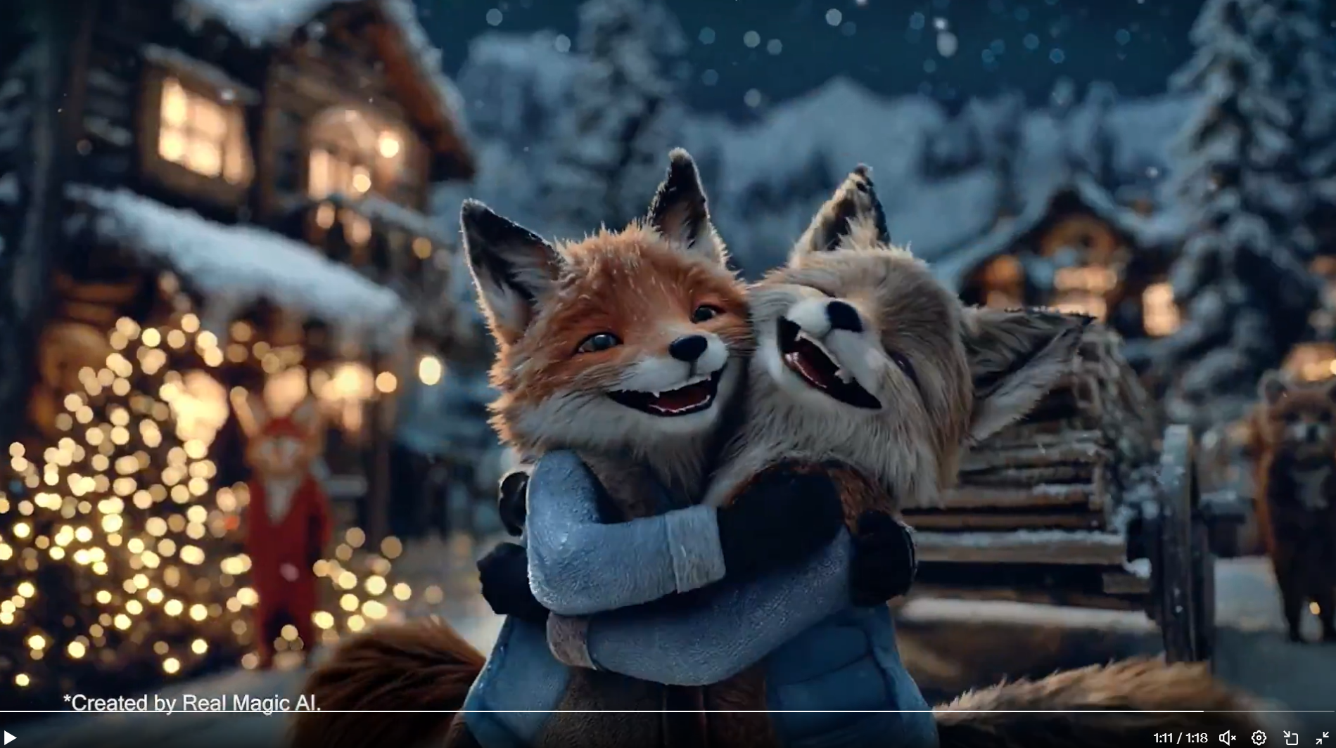 Кадр с неестественной визуализацией из рождественской рекламы Coca-Cola 2026 года