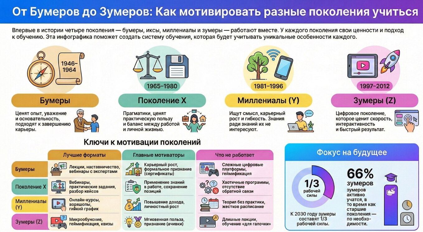 Использование универсального подхода к обучению персонала приводит к снижению эффективности бизнеса. Ключевая задача заключается не в унификации, а в создании системы, объединяющей экспертизу и инновационность.