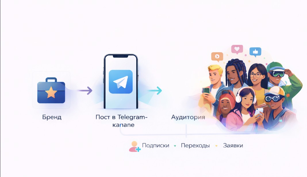 Схема размещения рекламного поста через посев в Telegram-канале