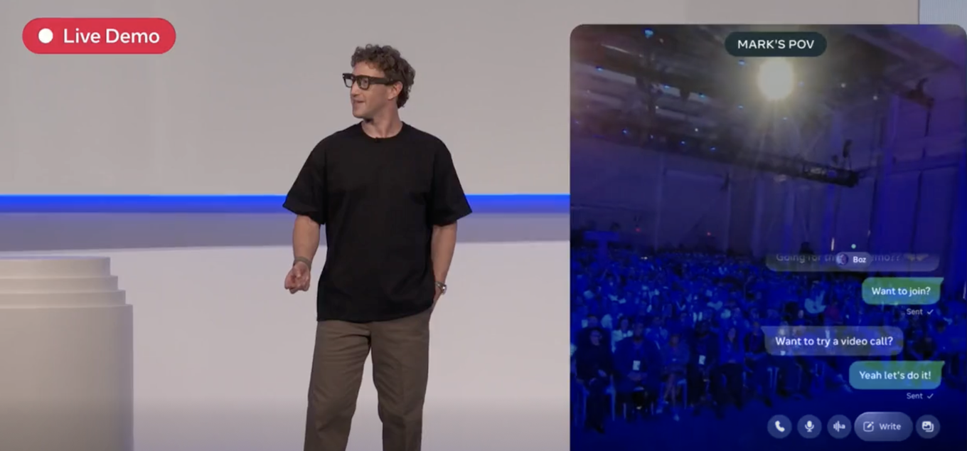 Цукерберг на сцене презентует умные очки