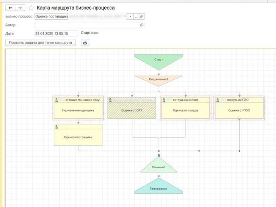 Экран оценки поставщиков в ERP-системе