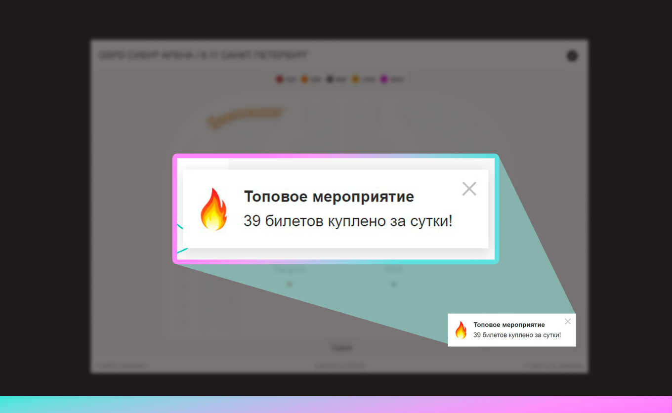 Сообщение о том, что 39 билетов куплено за сутки