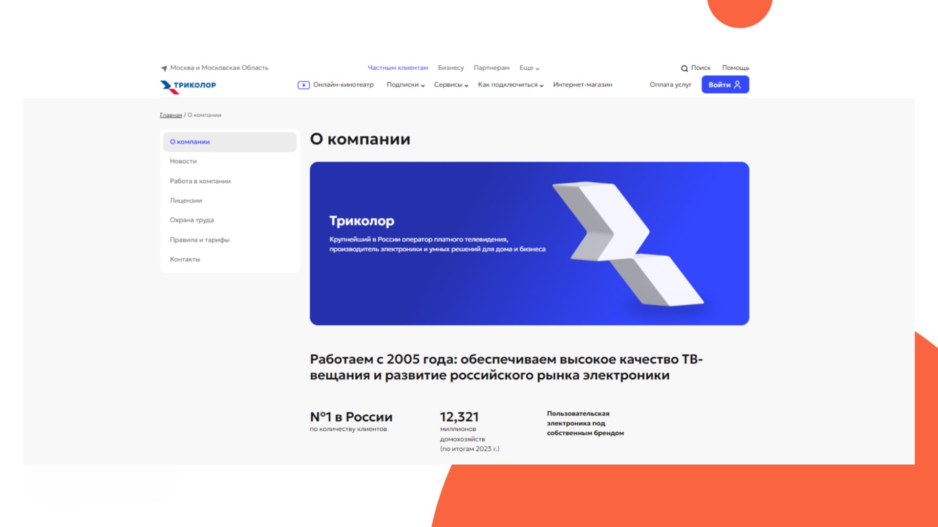 Интерфейс сайта после переезда