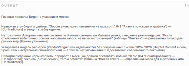 Сравнение исходной и идеальной статьи