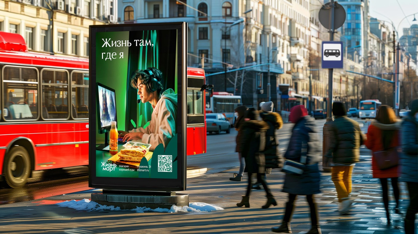 Рекламные объекты с посылом бренда в городе