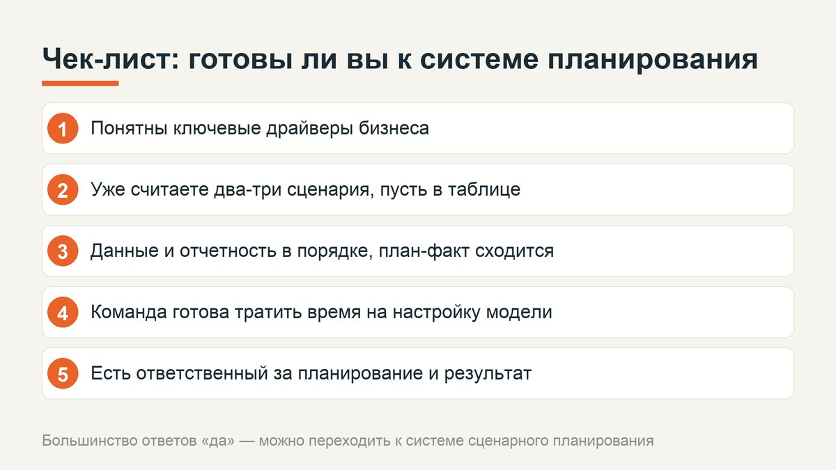 Чек-лист: пять вопросов перед переходом на систему планирования