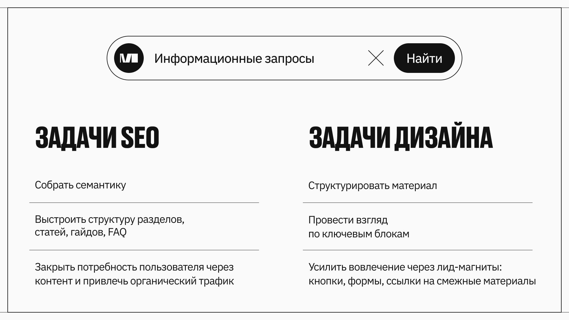 Задачи SEO и дизайна в информационных запросах