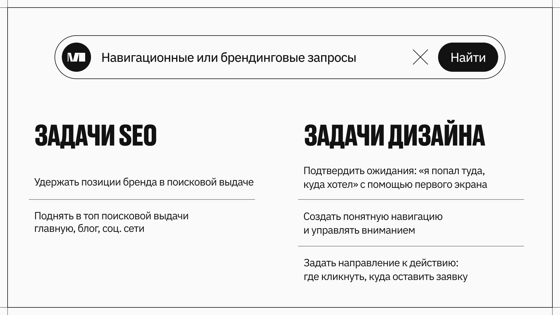Задачи SEO и дизайна в навигационных запросах