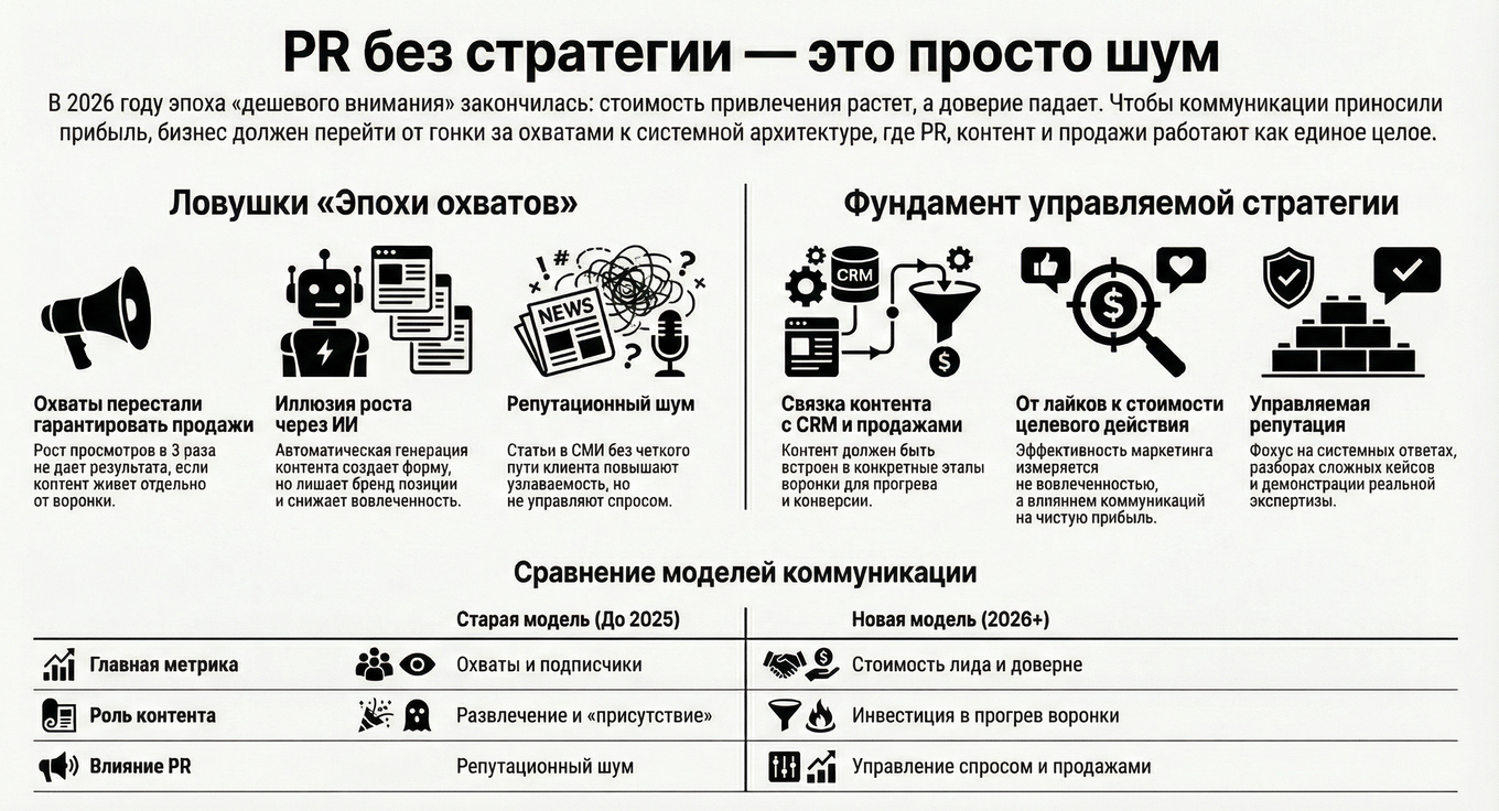 Инфографика “PR без стратегии -  это просто шум”