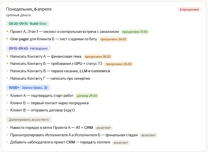Разделение задач по типам при помощи Time blocking