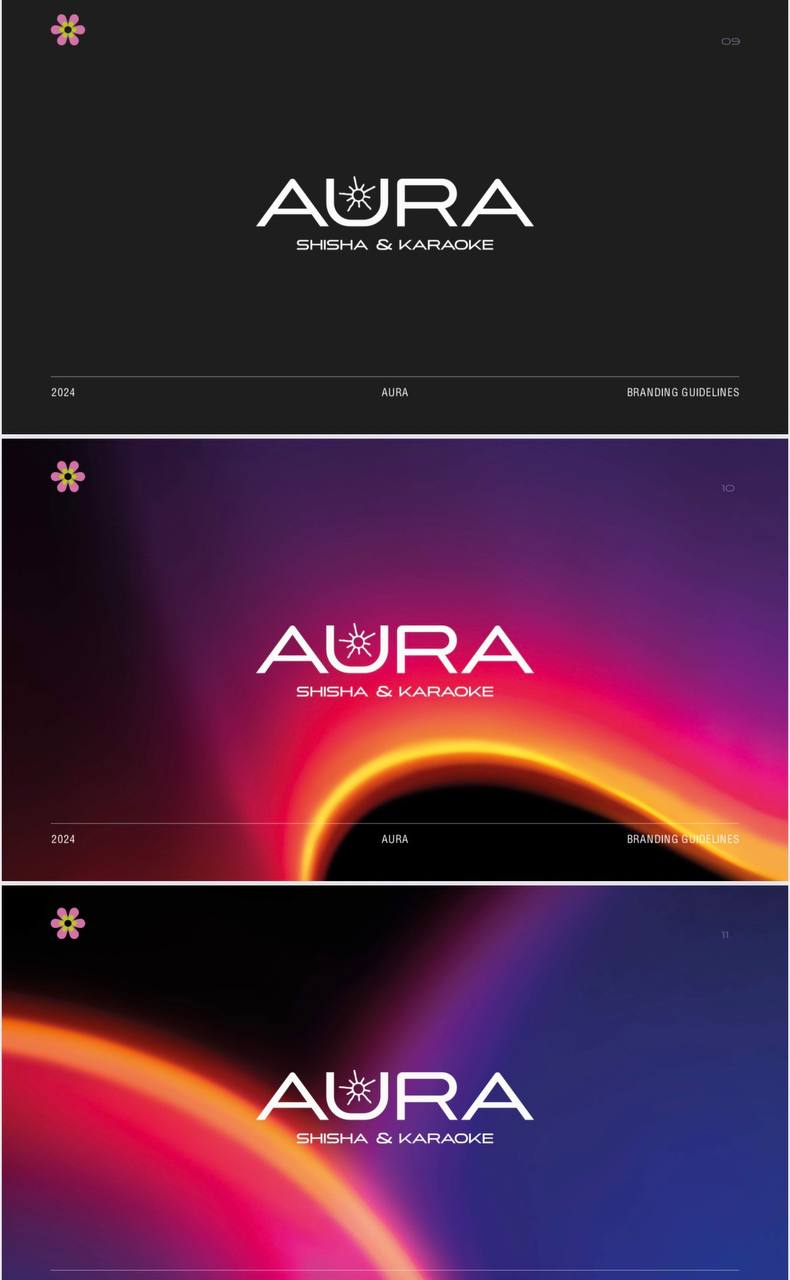 Пример брендбука с визуальной системой бренда AURA